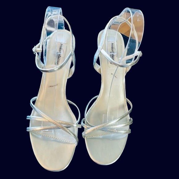 Private Collection by Dyeables FlamingoSilver Strappy Formal Sandals Size 10B - Picture 3 of 16